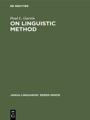 cover image of On Linguistic Method